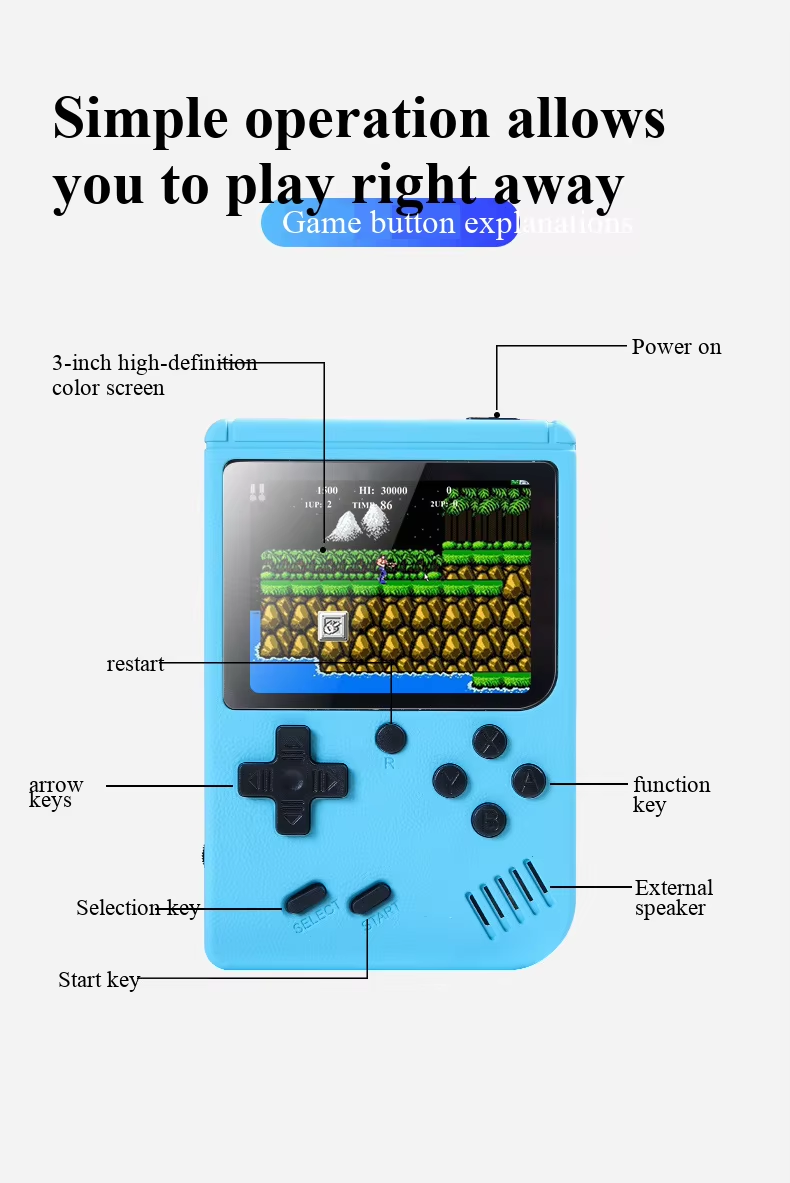 새로운 3인치 휴대용 레트로 미니 비디오 게임 콘솔 8 - Gaming Console All In One 리뷰 및 가격